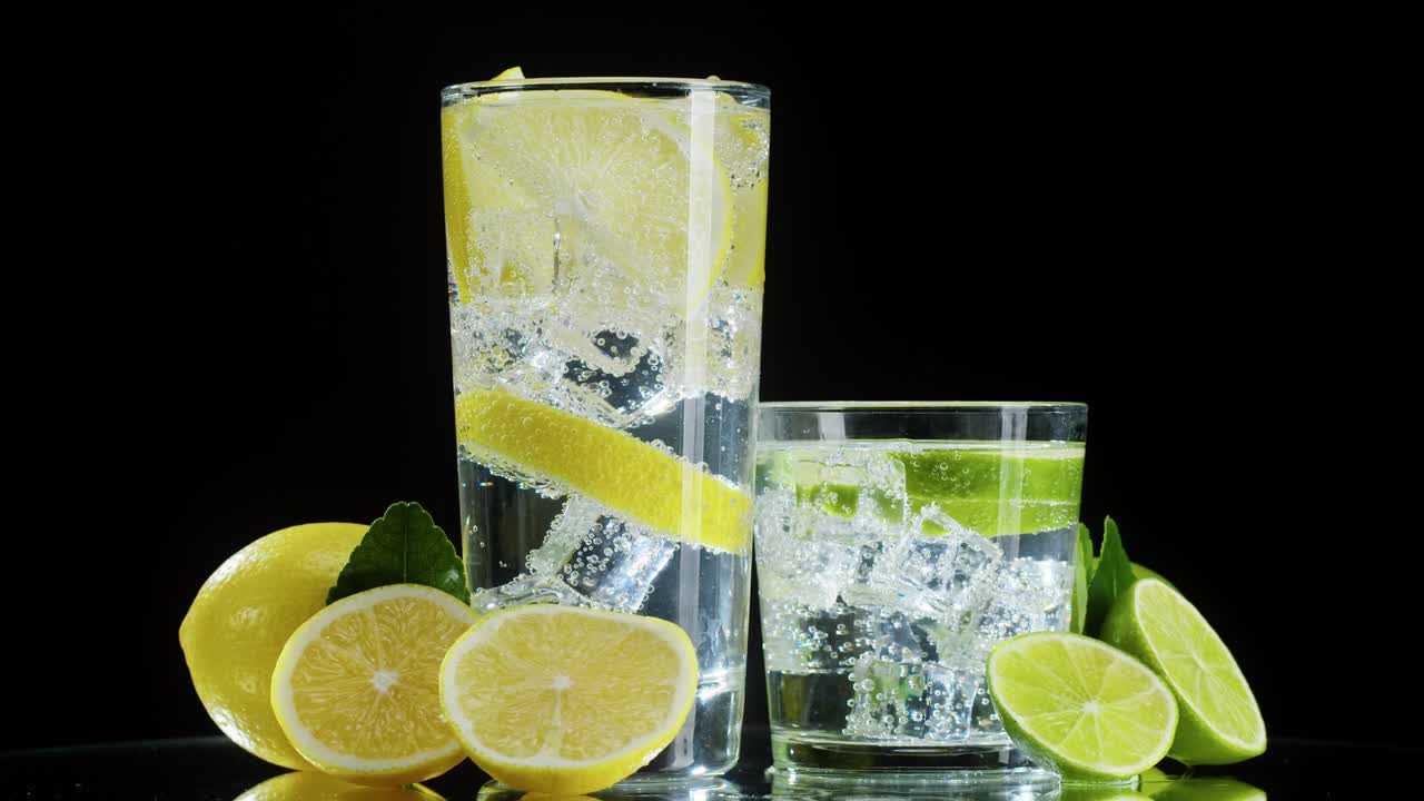 Hand Adding Lime Slice to Refreshing Sparkling Water