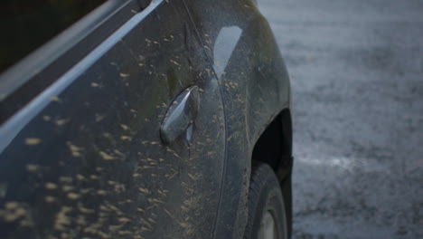 Mud-splattered-on-the-door-and-side-view-mirror-of-an-SUV