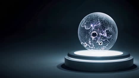 esfera brillante abstracta en el puesto de exhibición