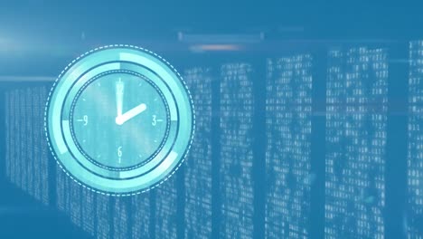 animation of clock with data and computer processors