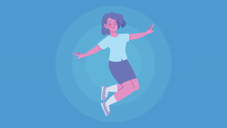 happy woman jumping