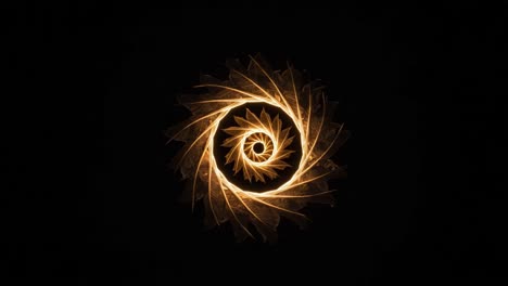 a mesmerizing spiral of golden light: exploring the intricate patterns and shapes within a stunning abstract design against a dark background