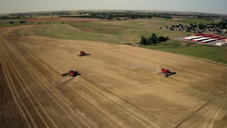 tierras corporativas utilizadas para cosechar el trigo en un gran campo agrícola