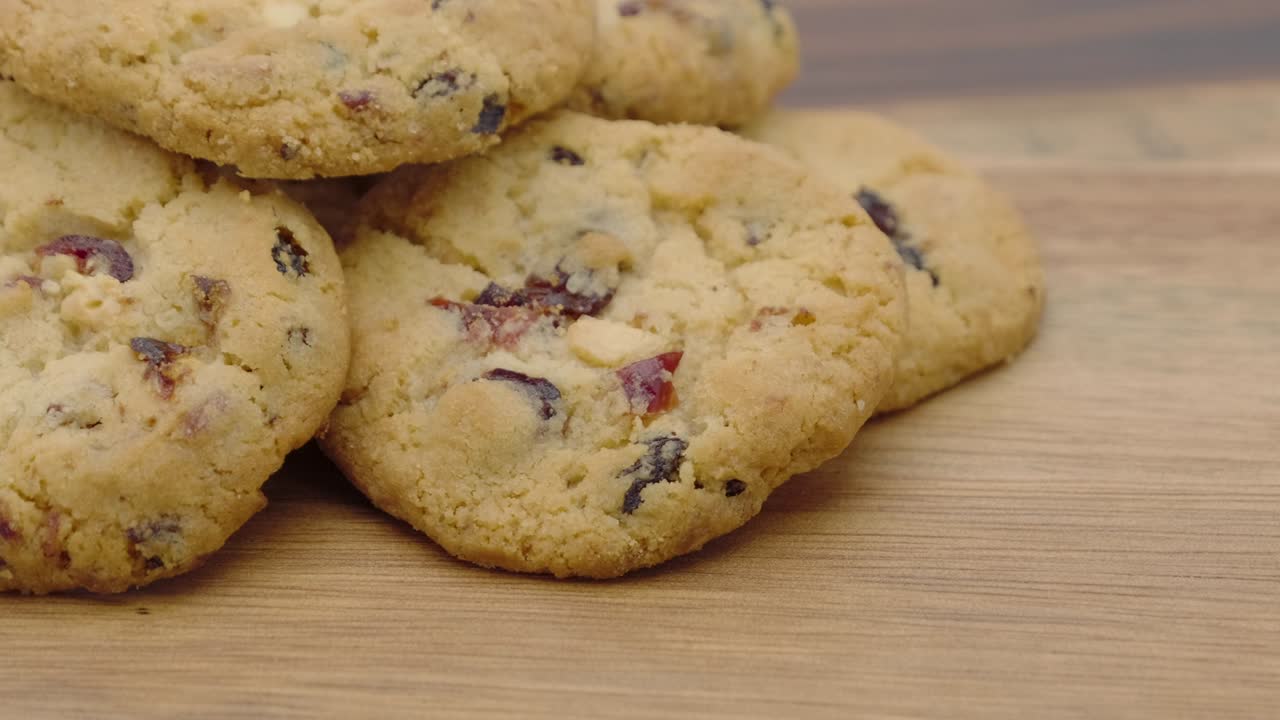 Truck shot of pile a delicious tasty recipe apple cookies homemade isolated on wooden table