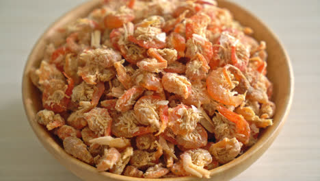 dried shrimps or dried salted prawn in bowl