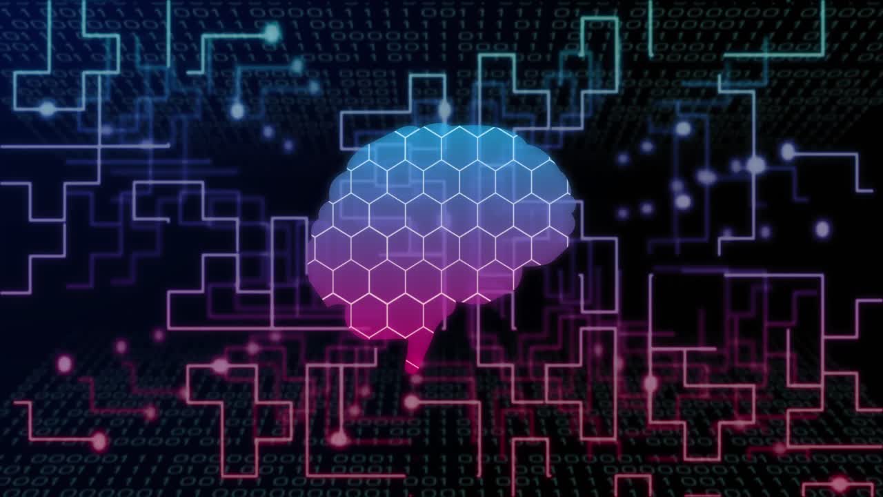 Animation of brain and data processing over network of connections