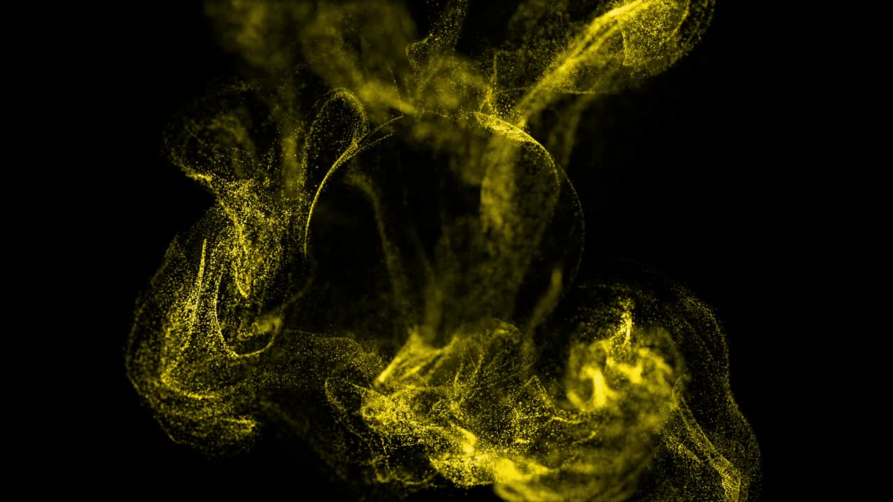 4k luminous particles move in liquid flow and stumble upon a force field in the center of frame pushing apart particles, place for text or a logo. Luma matte as alpha channel. Yellow