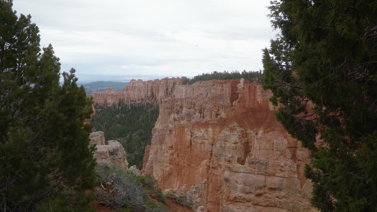 слева изображен красивый пейзаж южной пустыни юты с большими формациями худу из-за эрозии, окруженный зеленью в облачный весенний день.