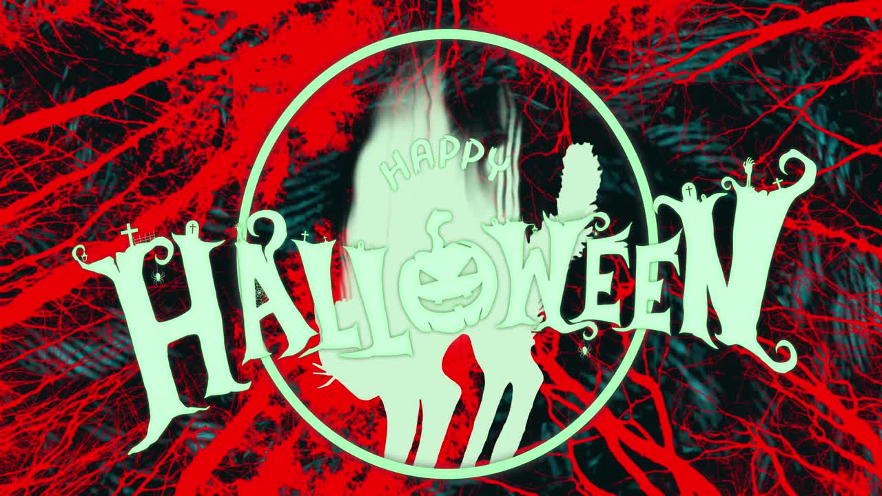 호박 위에 행복한 할로윈 텍스트의 애니메이션