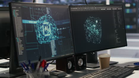 Vertical video Close up of artificial intelligence AI development workstation in data center