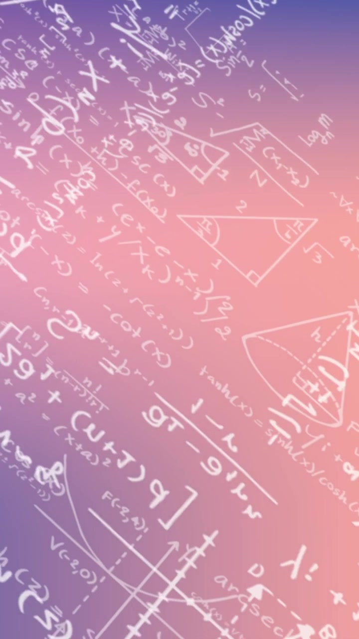 Animazione di equazioni matematiche e diagrammi che fluttuano su uno sfondo sfumato viola.