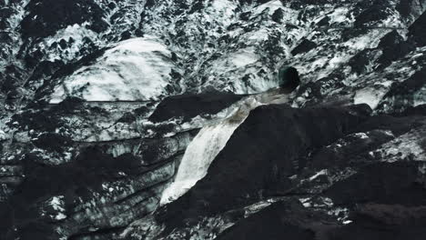 aerial drone shot of mýrdalsjökull glacier in south iceland