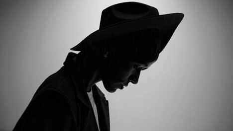 silhouette of a person wearing a hat