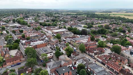 aerial view of a quaint english town