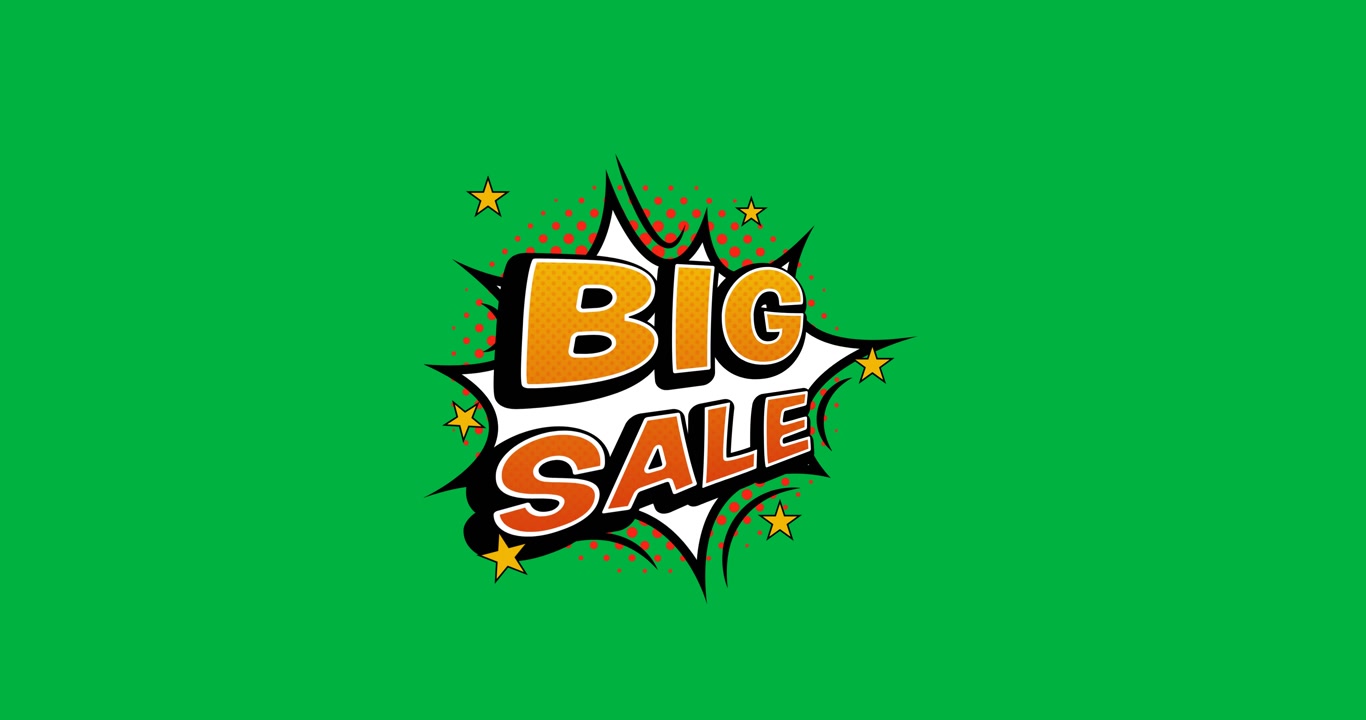 Animazione digitale di banner di testo "grandi saldi" su sfondo nero