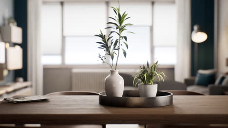 Zimmerpflanze-Mit-Weißem-Blumentopf-Auf-Holztisch