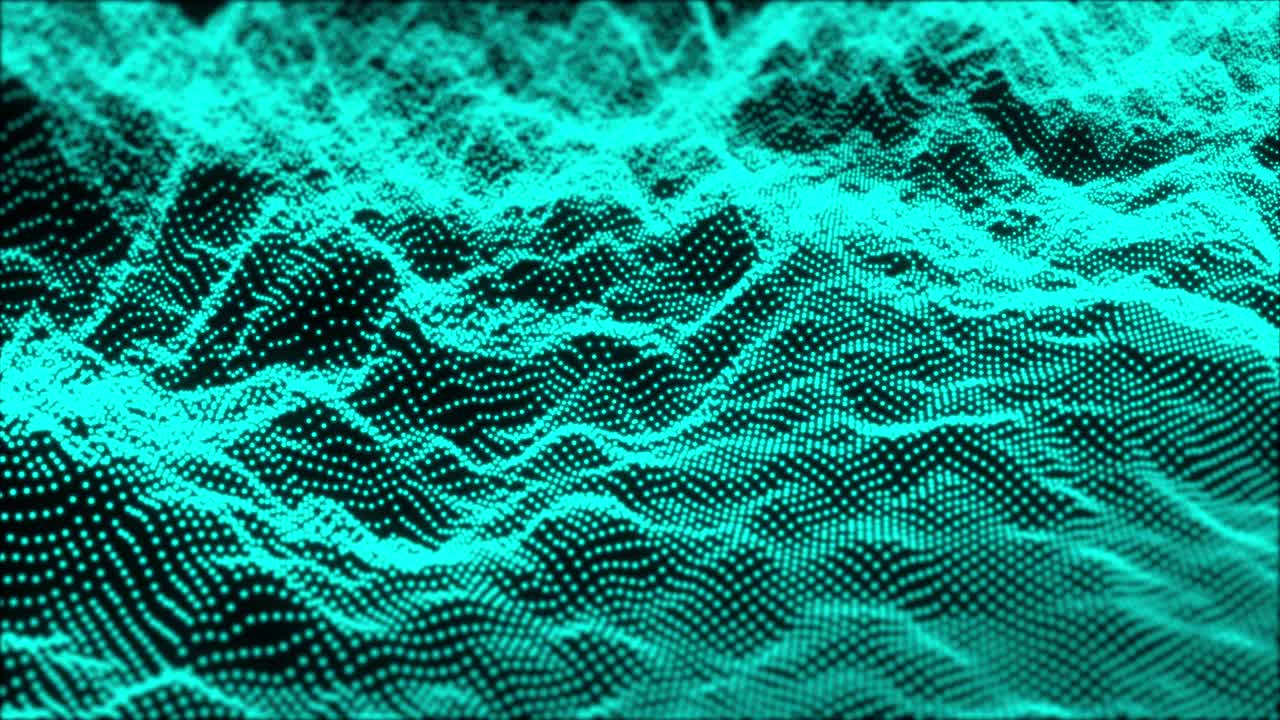 fondo de ondas de puntos abstractos. este gráfico de movimiento está diseñado para digital, tecnología, red y cibernético. tono verde y azul.