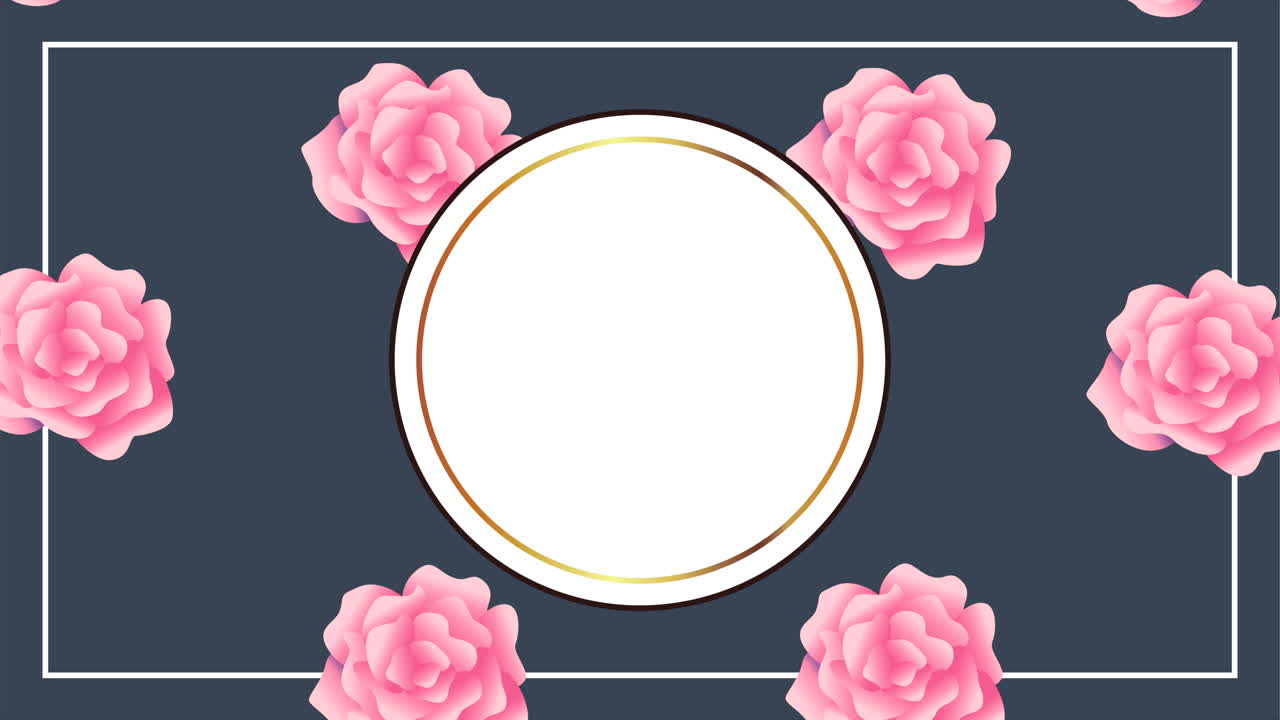 красивое цветочное украшение в круглой раме с розовыми розами