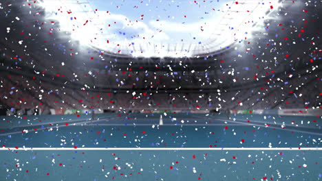 animation of falling confetti over tennis court