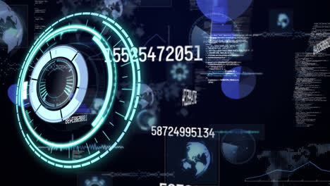 animación del escaneo del alcance sobre el procesamiento de datos sobre fondo negro