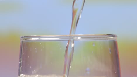 pouring water into a glass