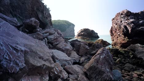 crazy rock formation with calms seas in the balkans