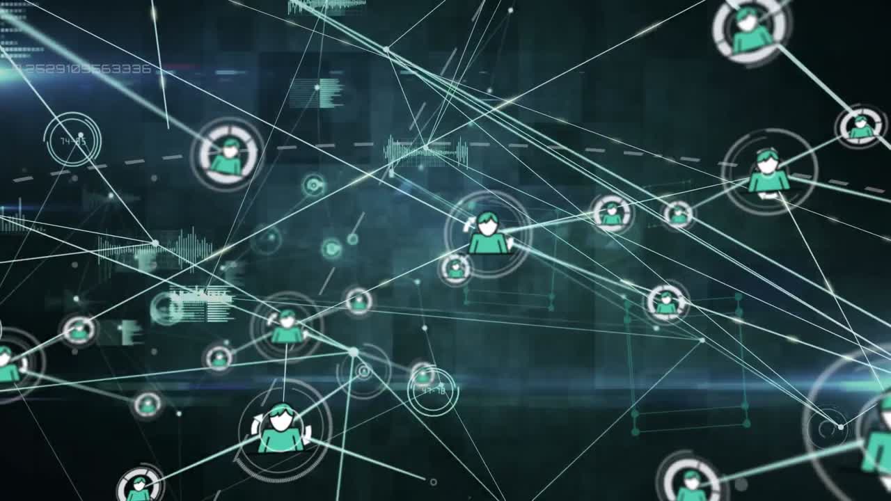 animación del procesamiento de datos a través de conexiones de red