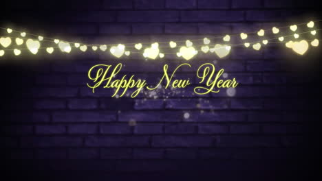 happy new year with a glowing string of fairy lights