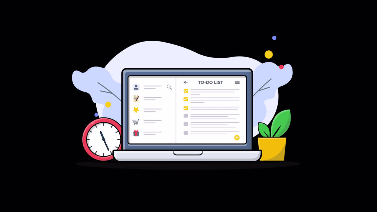 Animated Laptop Displaying a To-Do List with Checked Tasks