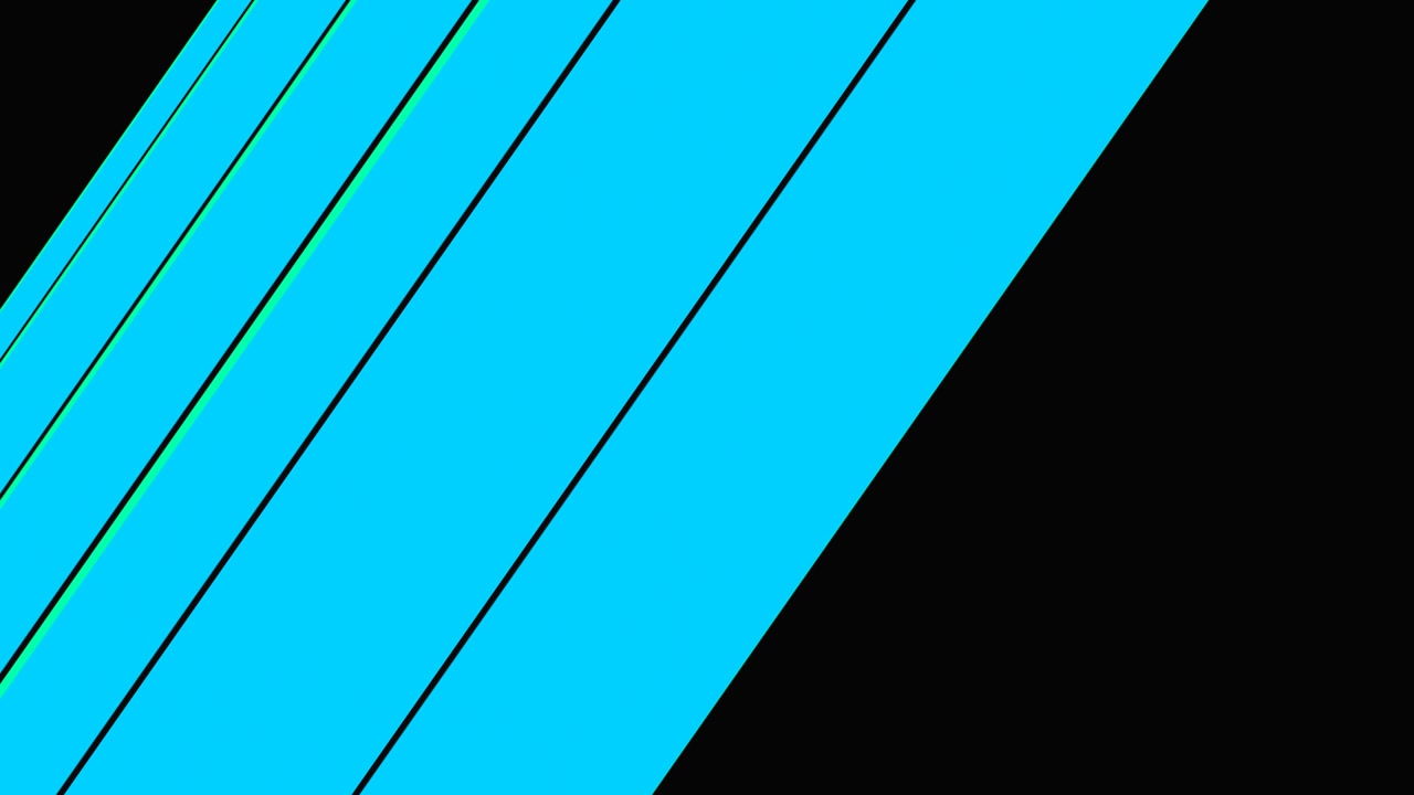 Abstract Motion Graphic with Diagonal Cyan Stripes on Black Background