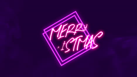 Merry-Christmas-text-with-neon-squares-and-smoke-on-black-gradient