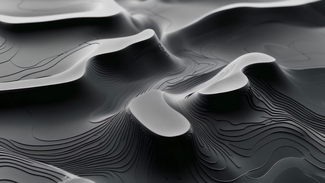 Abstract Monochrome 3D Topographic Landscape