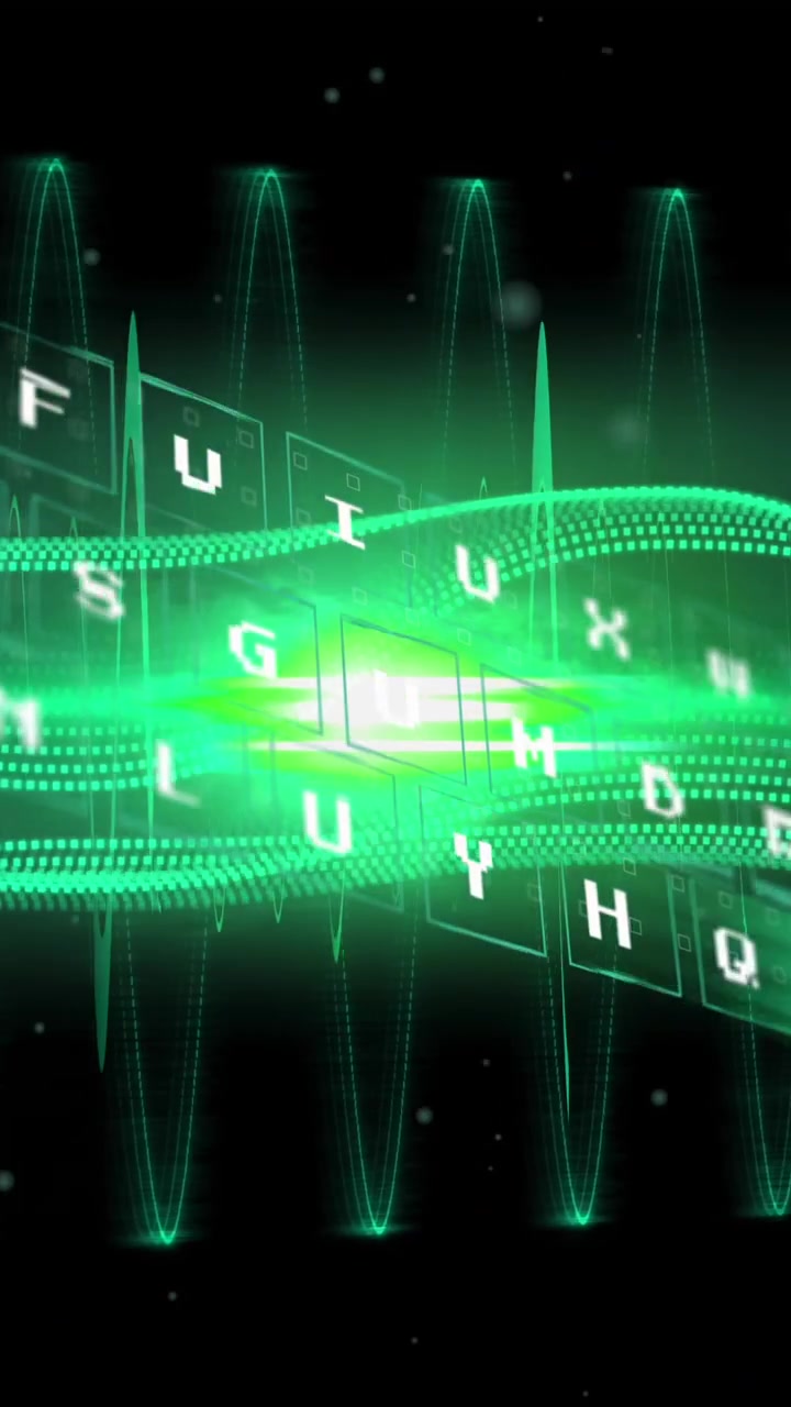 Animation of moving green wave over dark background