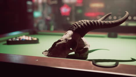 skull on a pool table