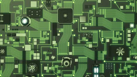 digital concept with illuminated green futuristic circuit board