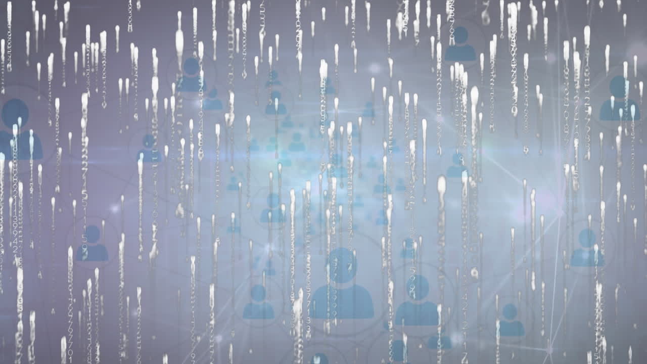 파란색 배경에 연결 네트워크와 데이터 처리의 애니메이션