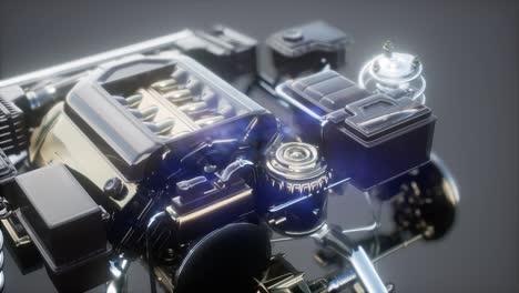 detailed car engine and other parts