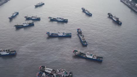 fisher boats on the sea, in taizhou, zhejiang.