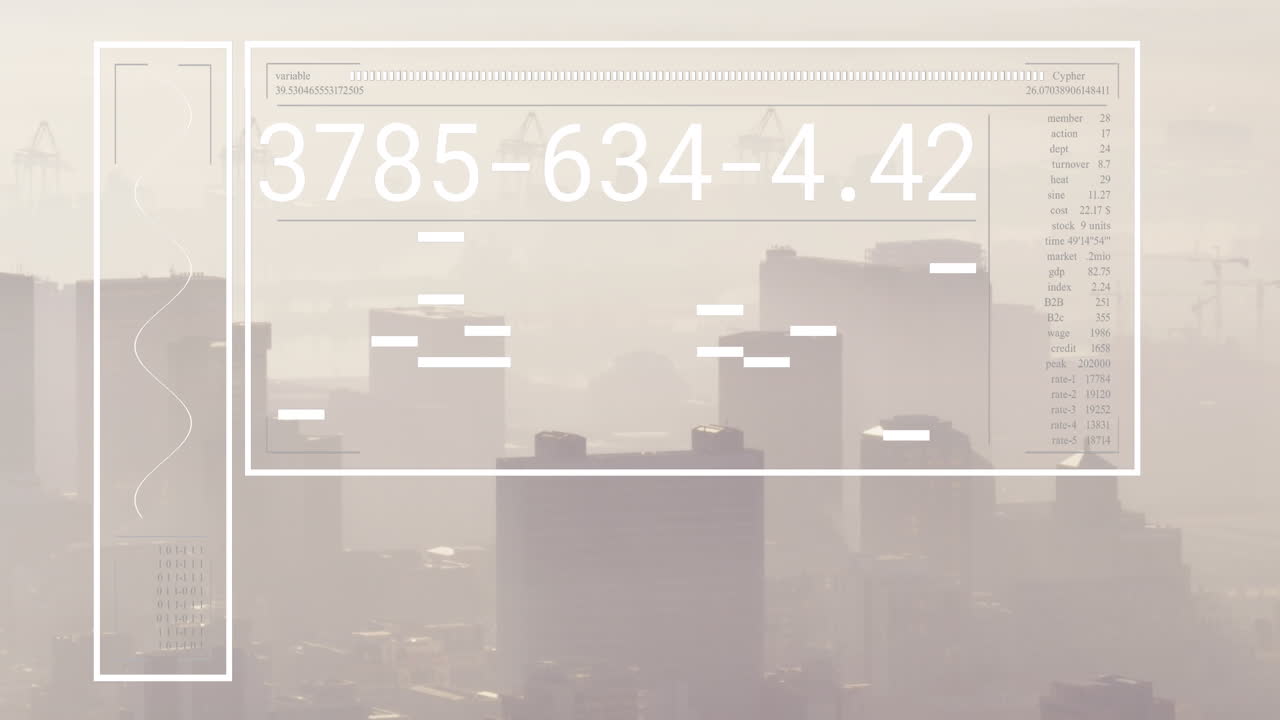 도시 풍경의 공중 전망에 대한 데이터 처리와의 인터페이스의 애니메이션