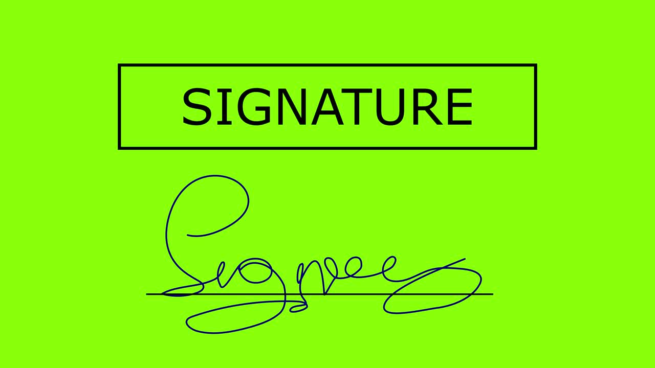 Animation of document signature on white paper