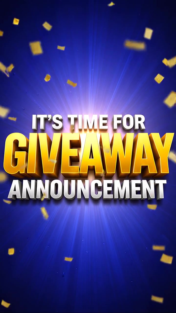 It's Time for Giveaway Announcement Motion Graphic with Falling Confetti
