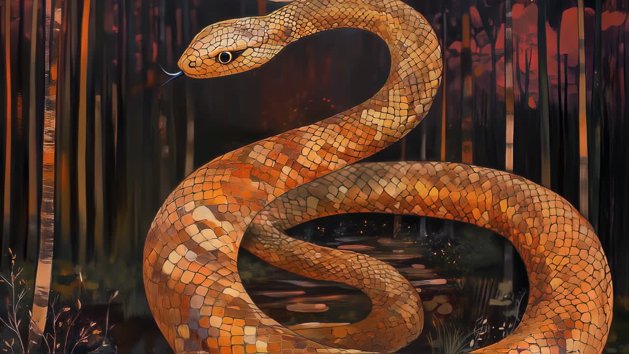 Orange Snake in a Forest