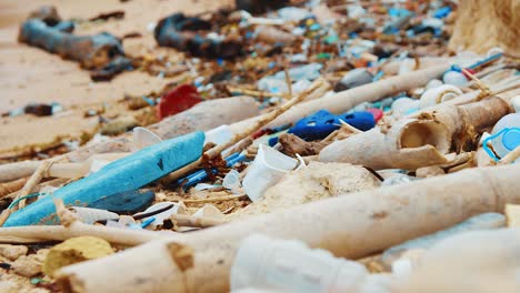 Foco-De-Basura-En-La-Playa-Tropical-El-Día-De-Verano,-Curacao,-Caribe