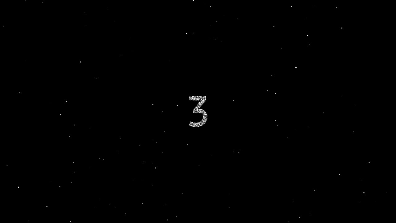 Black background with final countdown illuminated numbers.