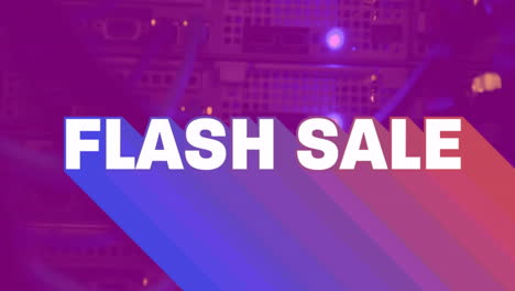 flash sale text animation over colorful gradient background with abstract shapes