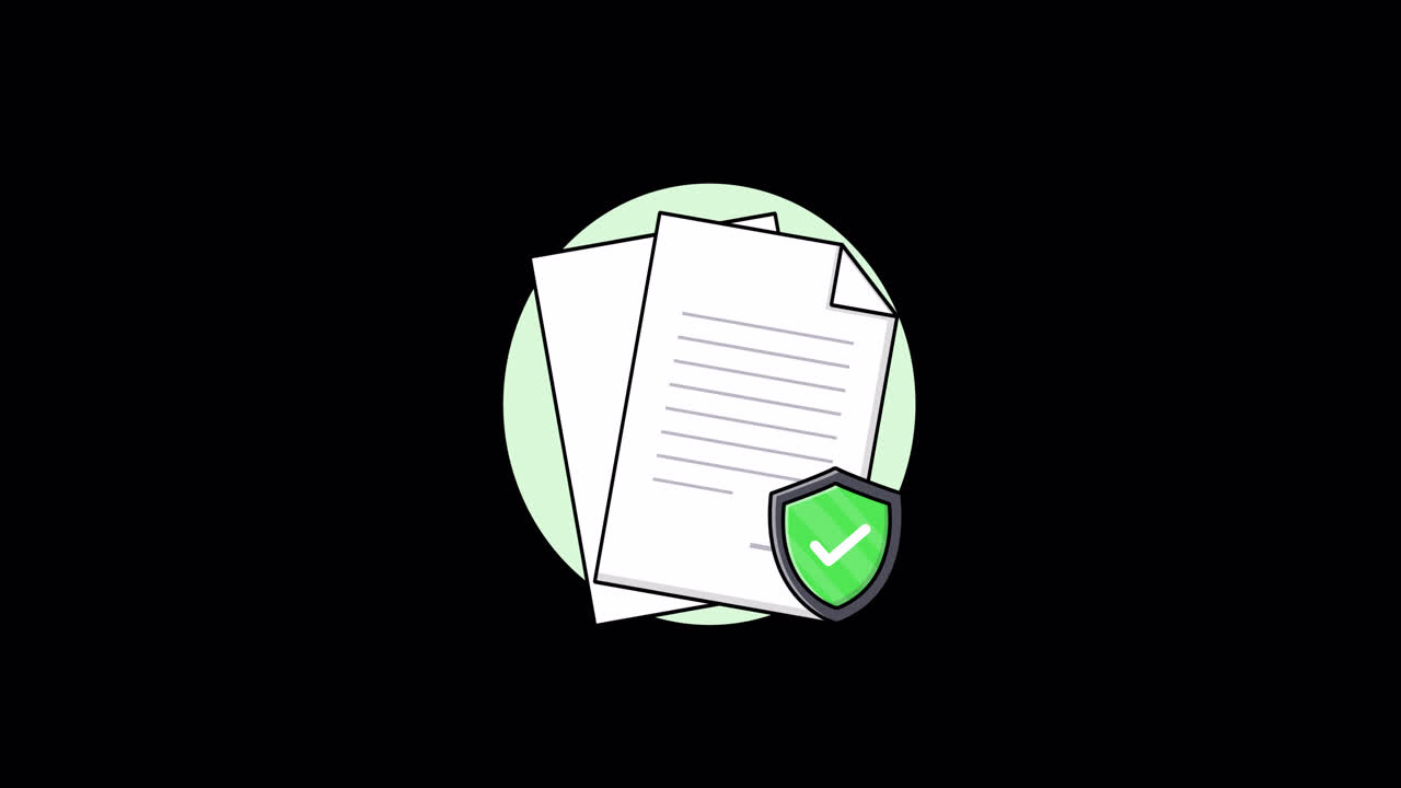 Animated Illustration of Secure Documents with Protection Shield