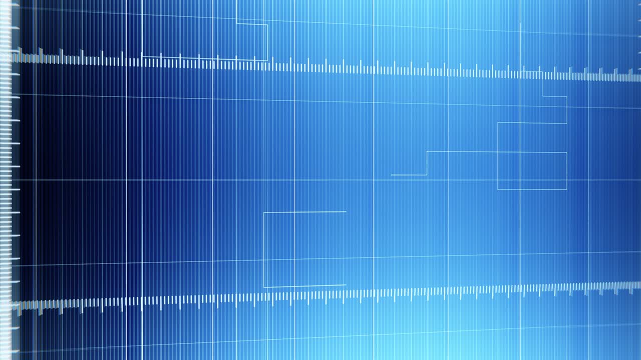 4k Blue fantasy abstract technology panning 3d rendering blocks and lights rays background