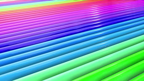 abstracto 3d sin costuras fondo brillante en 4k con cintas de arco iris. rayas multicolores arcoirís moverse cíclicamente en geometría simple estilo creativo de dibujos animados. animación suave en bucle. 35
