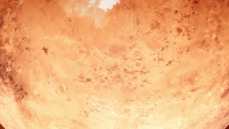 cinematic zoom out of planet mars's detailed surface at north pole revealing polar ice