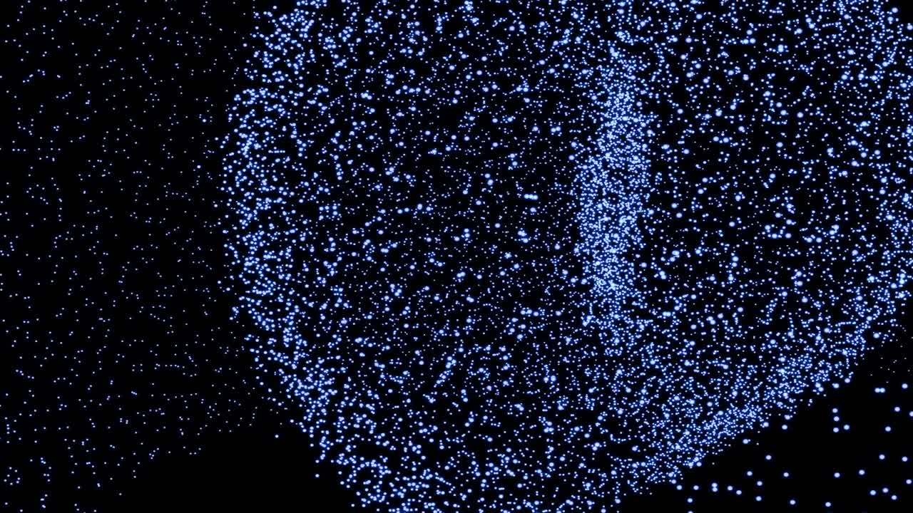 Abstract sparkling blue-purple dust swirling on a black background P